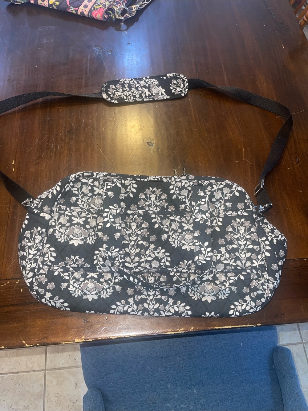 Vera Bradley Black and White Floral Quilted Weekender Bag